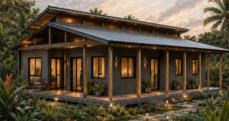 Three-bedroom open-plan Community Home Fund design, exterior render
